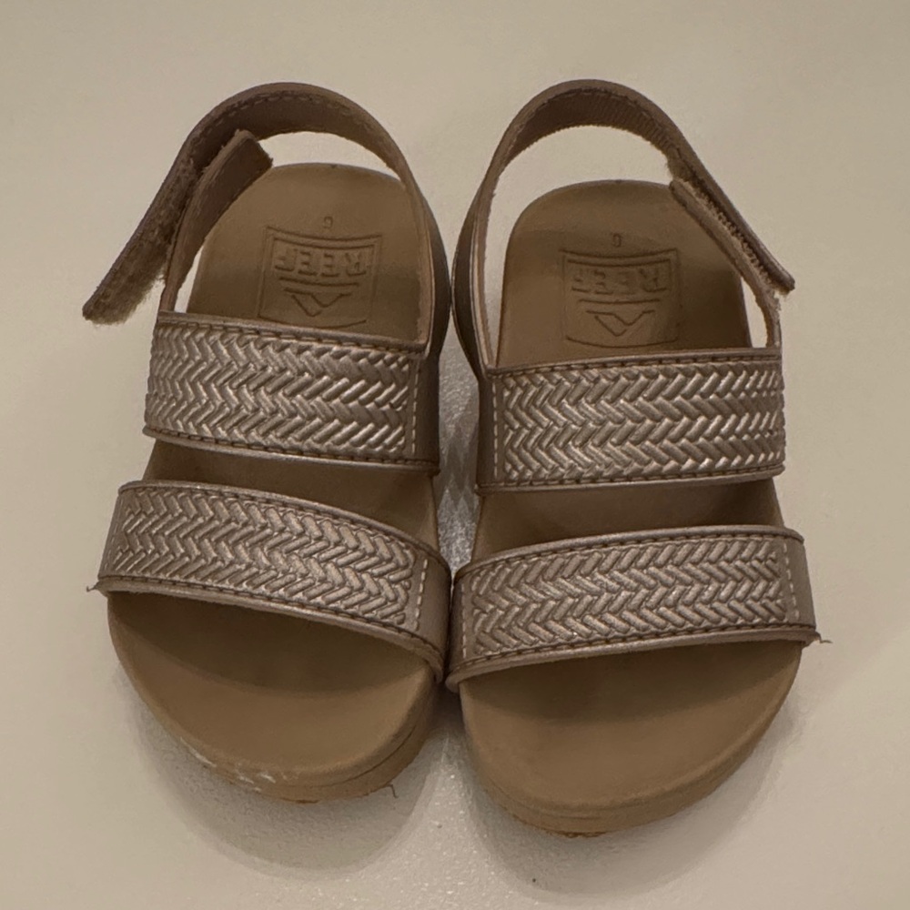 Reef Kids Metallic Beige/Tan Braided Strap Sandals